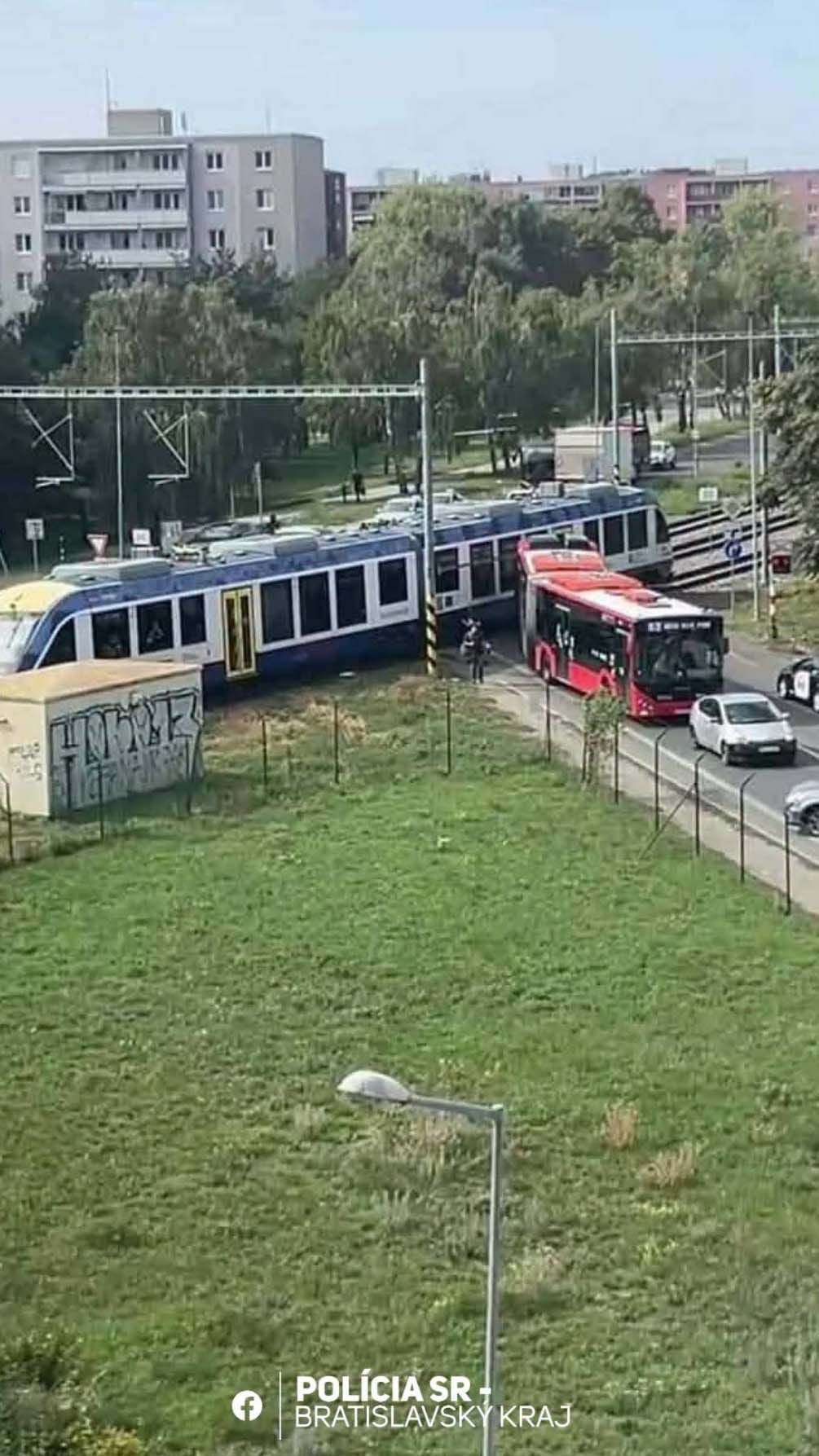Train and Public City Transport Bus Collide at Level Crossing in Bratislava