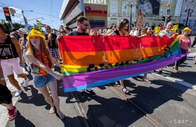 Rainbow Pride Participants Walk Safely through Downtown Bratislava