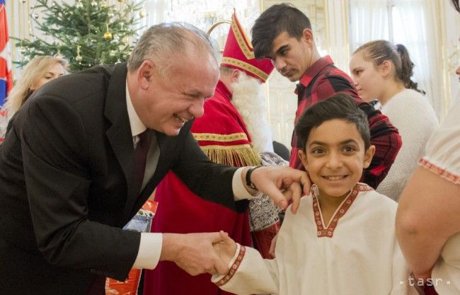 Kiska along with Children from Children's Homes Receive St. Nicholas