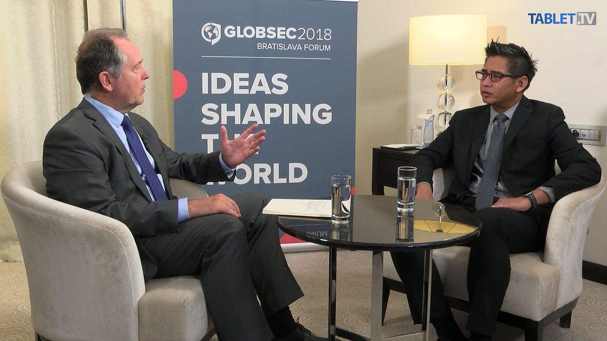 WORLD HERE AND NOW: Andhika Chrisnayudhanto in our studio at the GLOBSEC Conference