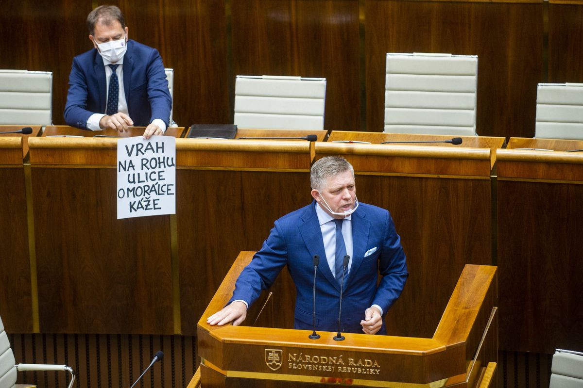 Matovic's Poster in Parliament Triggers Verbal Shootout between Fico & Kollar