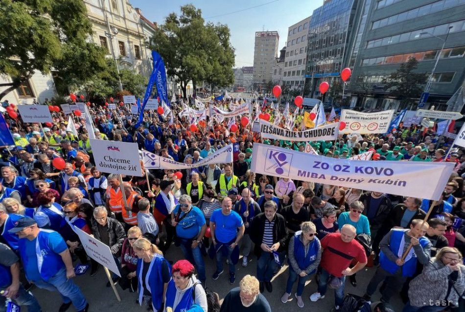 People Protested against Poverty at SNP Square in Bratislava