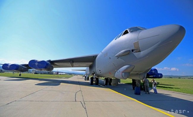 B-52 Bomber Aircraft on Display at Airbase in Sliac